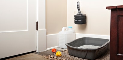 DIY solutions for your pets, create a kitty litter corner.