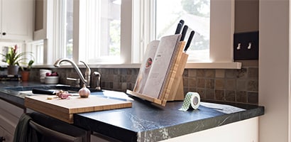 Use these DIY solutions for your kitchen, build a cookbook stand using scotch products.
