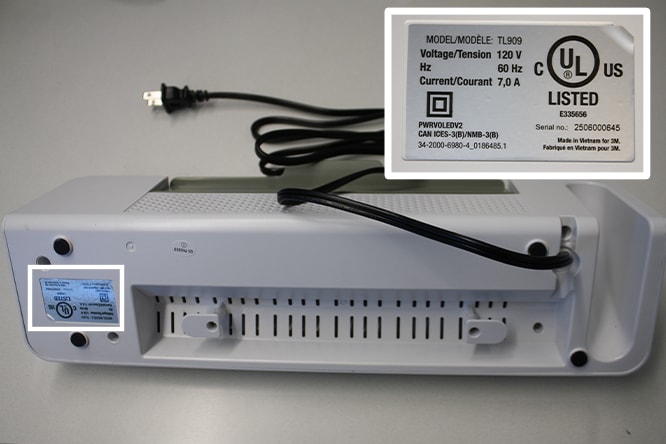 Back of the Scotch TL909-50 Laminator
