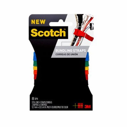 Scotch™ Bundling Strap, 0.5 in x 8 i.n, Assorted Colors
