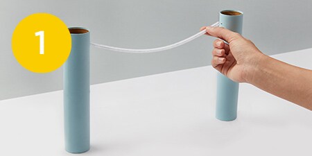 cardboard tubes attached with pipe cleaner
