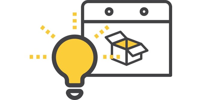 Icon of a lightbulb next to a calendar with an open box, symbolizing ideas and planning.
