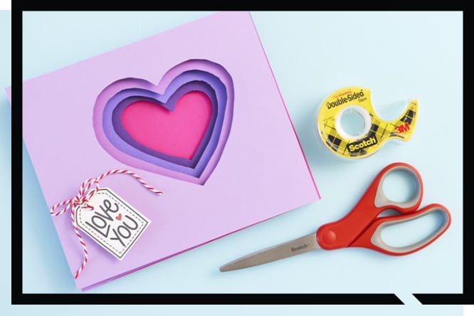 Heart-themed handmade card with 
