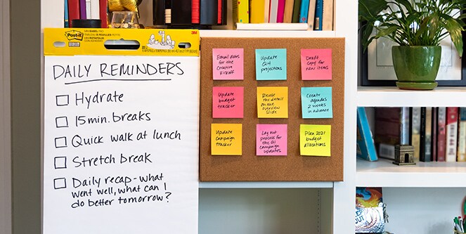Reminders written on Post-it® notes
